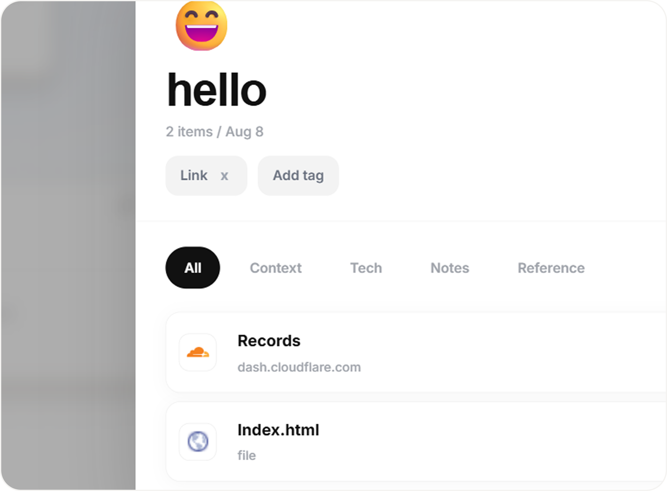Intoday Organize interface